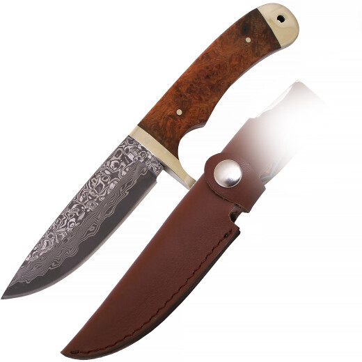 Damaškový nůž s koženým pouzdrem
