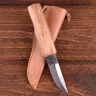 Středověký nůž s dřevěnou rukojetí a pochvou