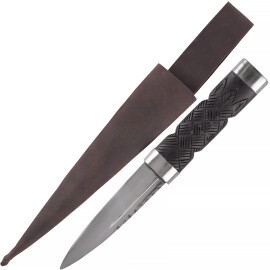 Sgian Dubh knife with leather sheath
