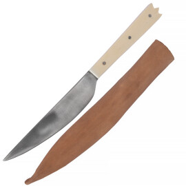 Kitchen knife with handle from bone, 19cm incl. sheath