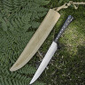 Kitchen knife with handle from horn, 23,5cm incl. sheath