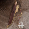 Broken Back Seax, Viking Knife with Damascus Steel Blade and Wood-and-Bone Handle