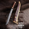 Viking Seax with Damascus Steel Blade and Wood-and-Bone Handle