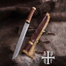 Vikingský sax s čepelí z uhlíkové oceli a rukojetí ze dřeva a kosti