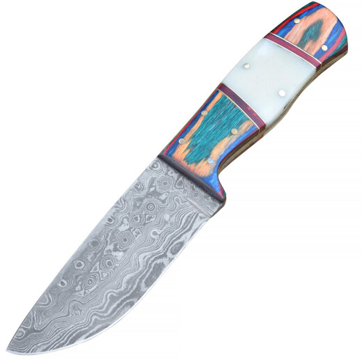 Messer mit Damastklinge, Griff aus Holz and Knochen - Verkauf