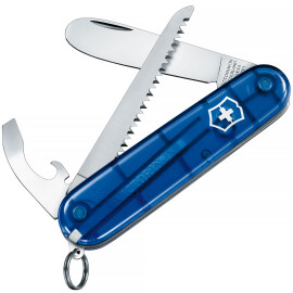 Švýcarský nůž My First Victorinox, průhledná modrá rukojeť