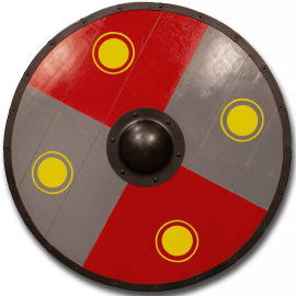 Wikinger Kampfschild rot, grau, gelb