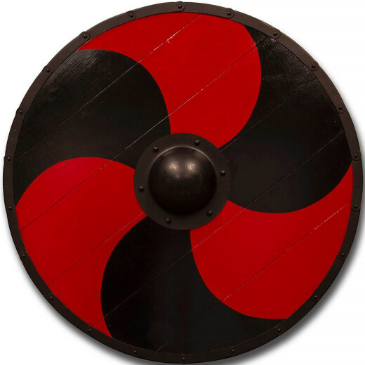 Vikinský bojový štít, červeno černá spirála