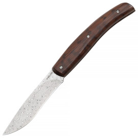 Damaškový kapesní nůž s rukojetí z tzv. hadího dřeva