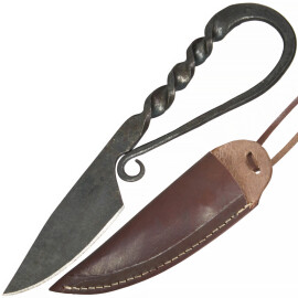 Středověký nůž celokovový s kroucenou rukojetí