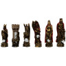 Chess pieces King Arthur, gold-silver pieces with glass chess board