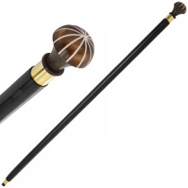 Wooden walking stick with a mushroom-shaped handle