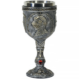 Goblet with armet helm and red stones