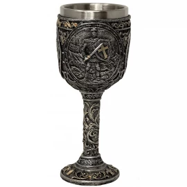 Crusader goblet, silver-colored, partially bronzed