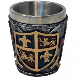 Shot glass Knight's Coat of Arms and Templar Cross, set of 4