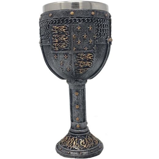 Goblet with sword, coat of arms and chain mail