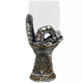 Glass with finger gauntlet