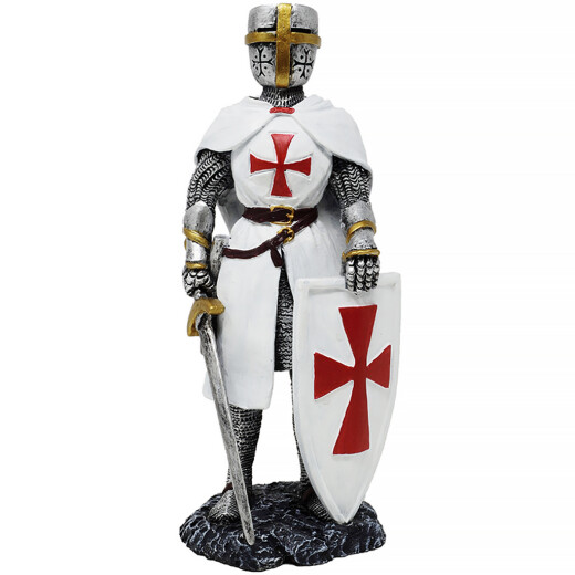 Templer Ritter Figur mit Schwert, Schild und Umhang