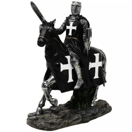 Ritter Deutscher Orden auf Pferd mit Schild und Schwert Figur