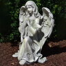 Zahradní socha anděl 37cm se sepjatýma rukama kle49ci, šedo-zelená patina