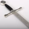 Krátký meč Excalibur, záštita a hlavice s postříbřeným povrchem