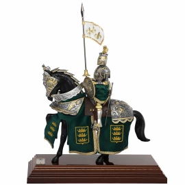 Mounted French Knight with Great Helm and Black Caparison