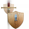 Nástěnný držák na meč, dřevěná plaketa 20x18cm