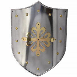 Metal shield with golden Calatrava Cross