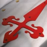 Metallschild mit rotem Jakobskreuz