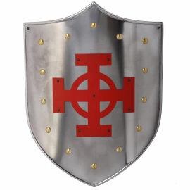 Kovový štít s keltským rudým křížem