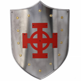 Kovový štít s keltským rudým křížem