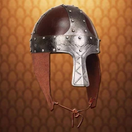 Raná normanská helma z kůže a železa Žoldnéř