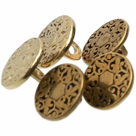 Brass button with rose pattern 14mm