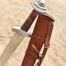 11c. Viking Sword with type L pommel and leather scabbard, practical blunt, Class C