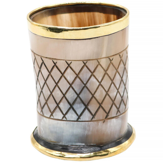 Medieval Viking Horn Shot Glass with Pure Brass Rim Handcrafted Genuine Ox Horn