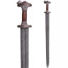 Vendelzeit-Schwert, Messingheft verzinnt, Klinge aus Damaststahl