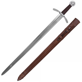 Křižácký meč s kotoučovou hlavicí a pochvou, regulérní verze