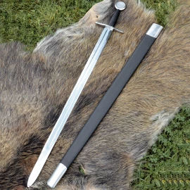 Vrcholně středověký meč s kotoučovou hlavicí a pochvou