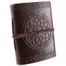 Small pocketbook with Celtic sun embossed in leather cover, 9x7cm