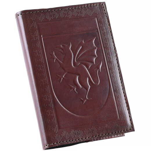 Notebook with embossed dragon on the leather cover 17x12cm