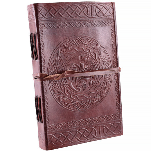 Lederbuch mit keltischem Motiv, Braun, 21x14cm