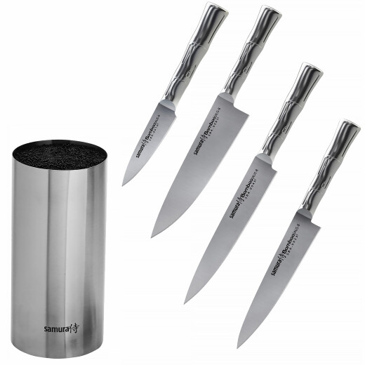 Samura Bamboo Knife block set with 4 knives