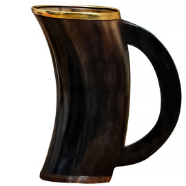 Genuine horn mug 250-300ml with Brass Rim