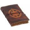 Leather notebook with patinated paper and compass symbol