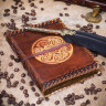 Leather notebook with patinated paper and Celtic Spiral