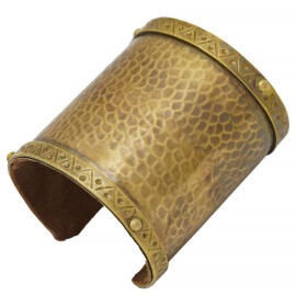 Wide Celtic bracelet made of hand-hammered brass