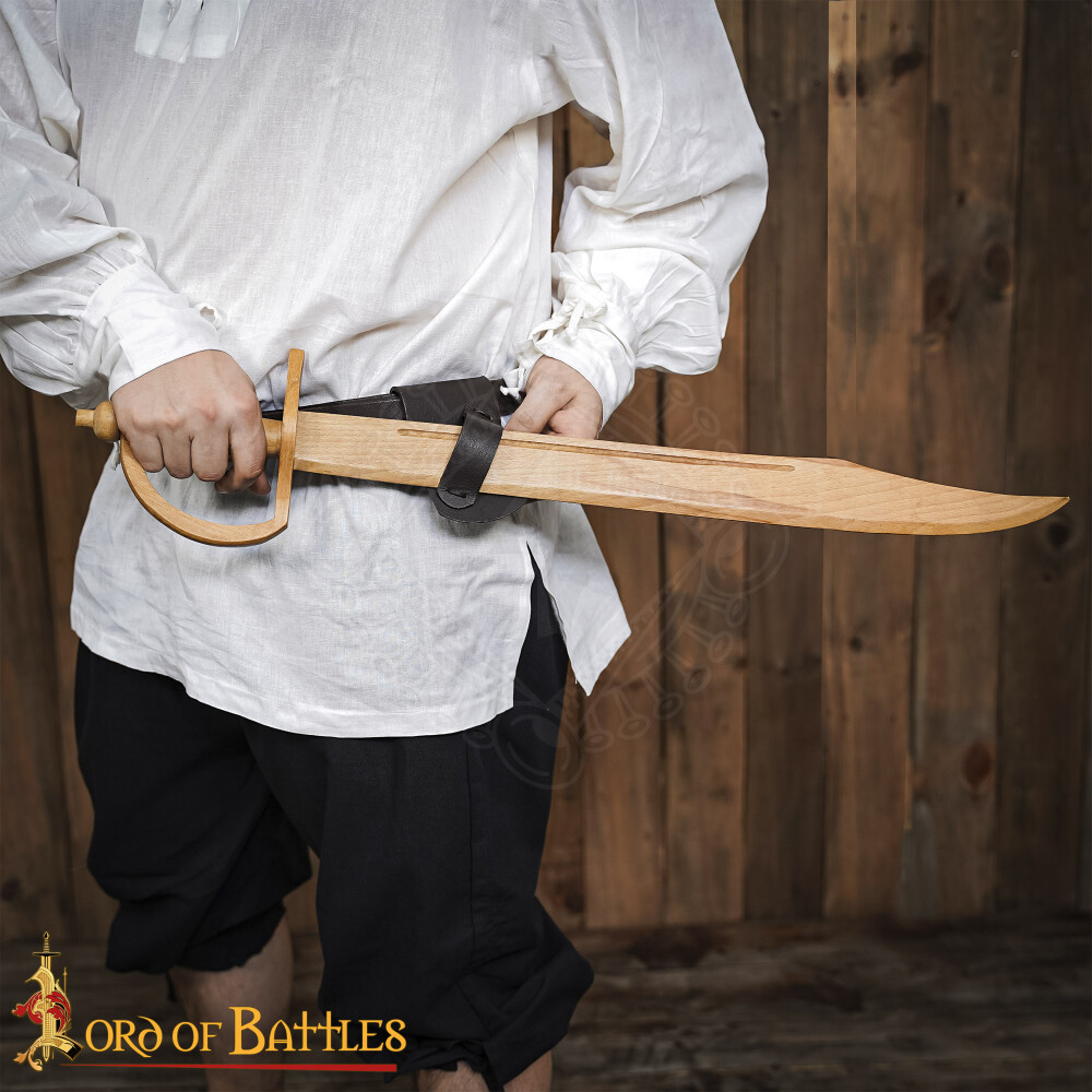 Wooden Caribbean Pirate Cutlass Sword Prop Black in Los Angeles Store
