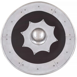 Round wooden shield with steel fittings 56cm