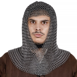 Short chain mail coif, 17 Gauge butted rings
