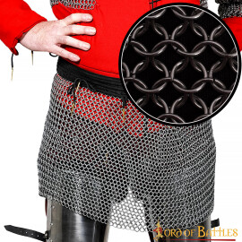 Chainmail apron, spring steel Butted round rings Ø9mm, Natural